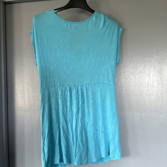 Studio Y Vintage Babydoll Y2K Women's Blue V-Neck Pullover Top Beaded sz  XL - Picture 2 of 6
